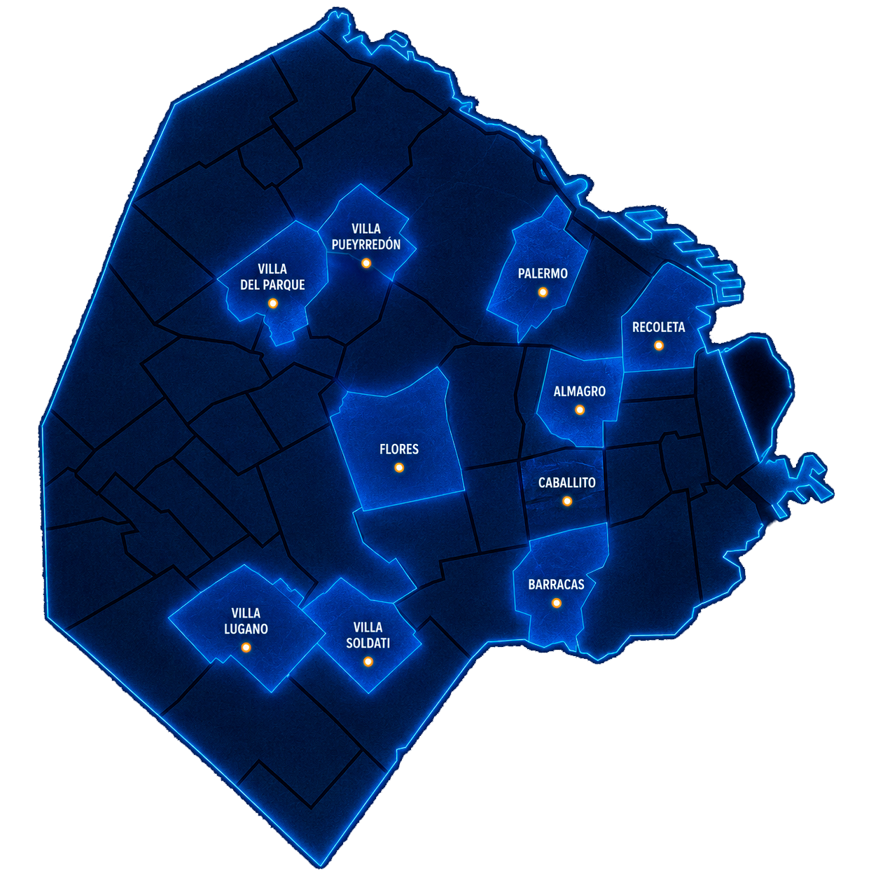 Mapa de zonas de trabajo